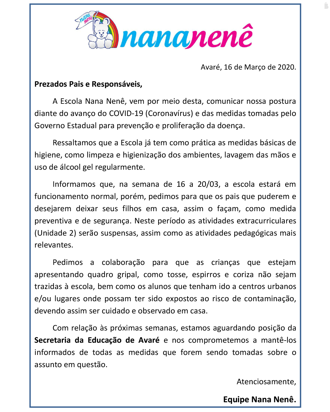 Comunicado COVID-19